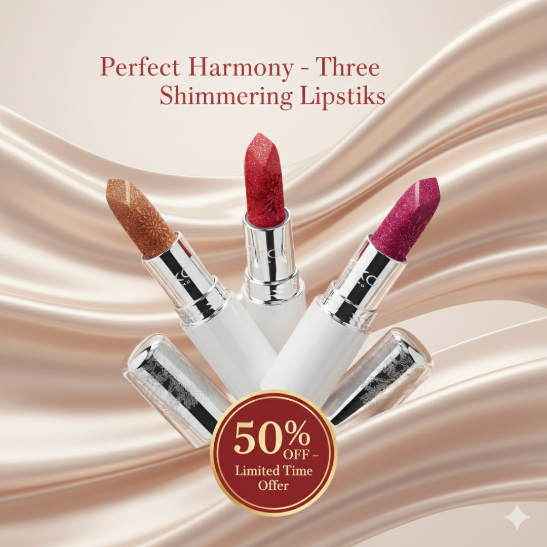 KIKO Sparkle Luxe 3-in-1 Lipstick Set | Metallic Shimmer Lipsticks | Long Lasting Creamy Formula