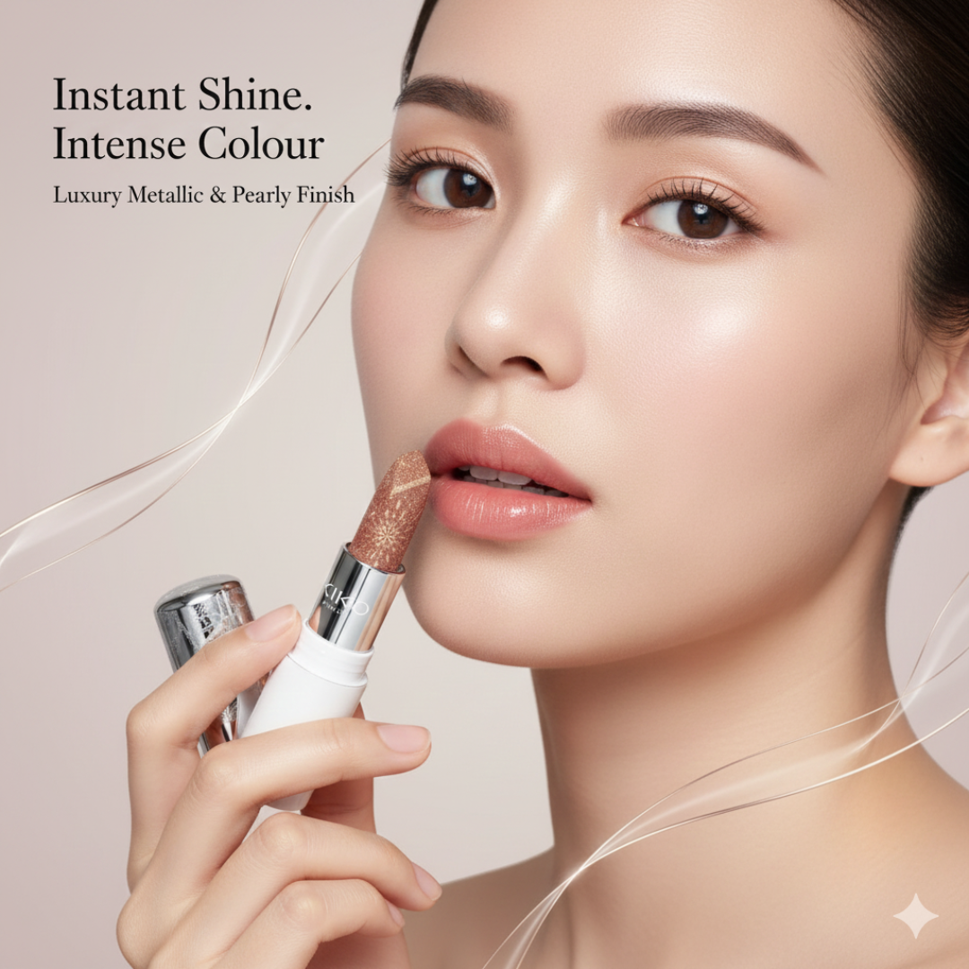 KIKO Sparkle Luxe 3-in-1 Lipstick Set | Metallic Shimmer Lipsticks | Long Lasting Creamy Formula