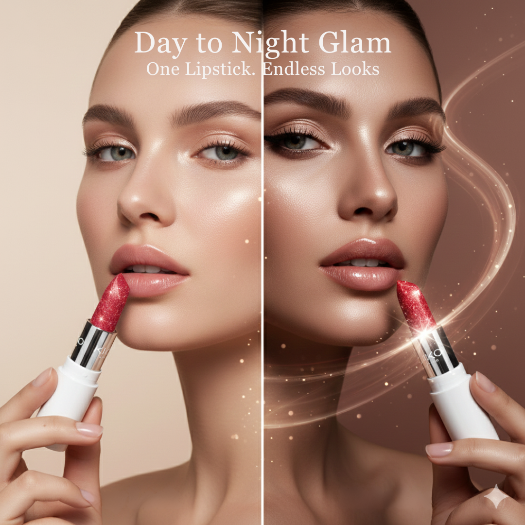 KIKO Sparkle Luxe 3-in-1 Lipstick Set | Metallic Shimmer Lipsticks | Long Lasting Creamy Formula