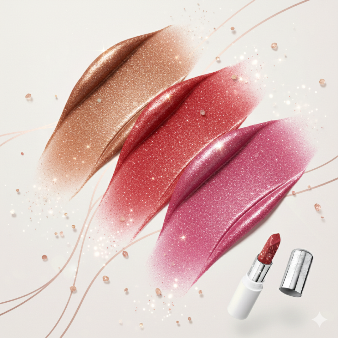 KIKO Sparkle Luxe 3-in-1 Lipstick Set | Metallic Shimmer Lipsticks | Long Lasting Creamy Formula